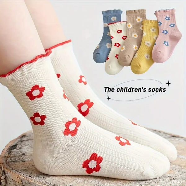 5pcs Youngsters' Breathable & Soft Crew Socks