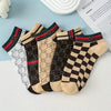 10 Pairs Of Men's French Style Vintage Pattern Crew Socks