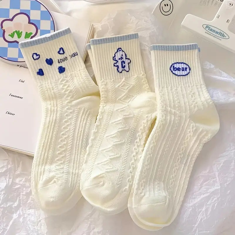 5 Pairs Cute Sun Print Socks