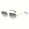 Retro Cool Rimless Cute Polygonal Lens Sunglasses