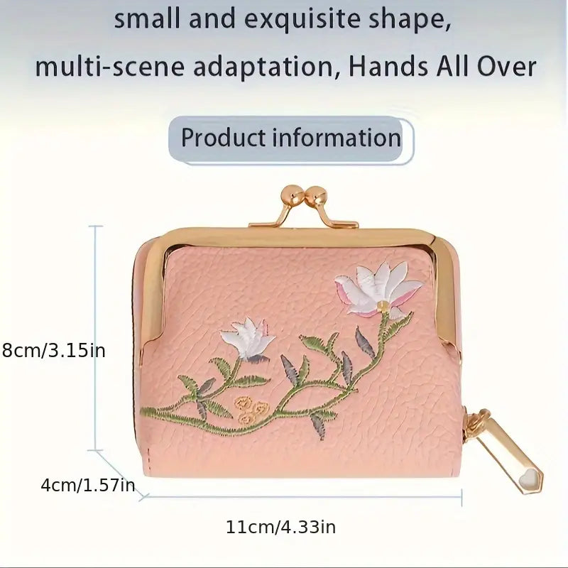 Trendy Flower Embroidered Card Holder