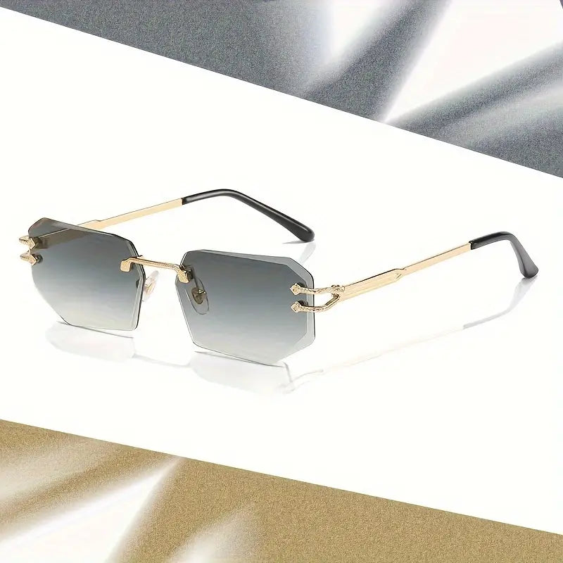 Retro Cool Rimless Cute Polygonal Lens Sunglasses