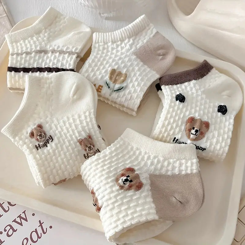 5 Pairs Cartoon Bear Socks