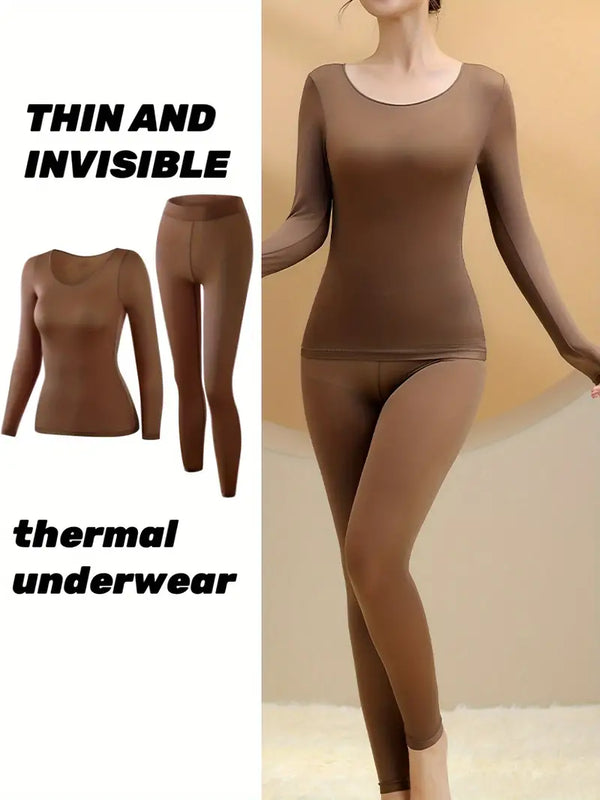 Women's Long Sleeve High-Waisted Thermal Underwear