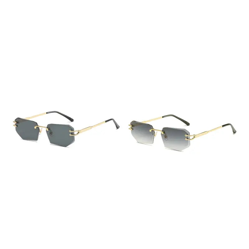 Retro Cool Rimless Cute Polygonal Lens Sunglasses