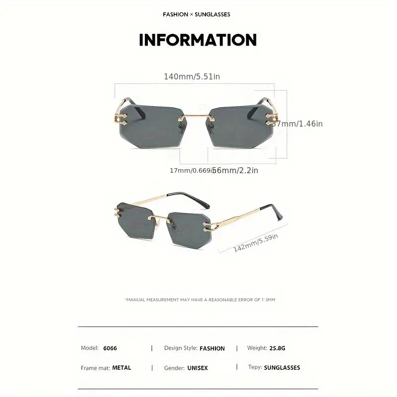 Retro Cool Rimless Cute Polygonal Lens Sunglasses