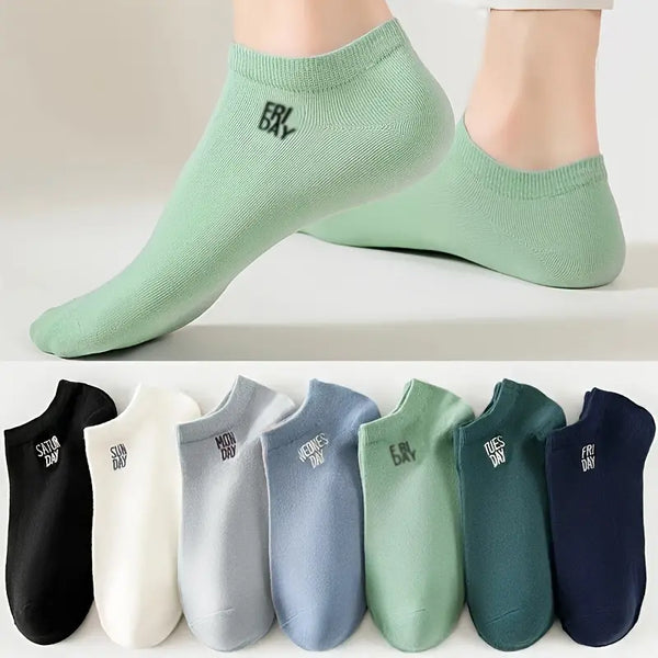 7 Pairs (Monday to Sunday) Unisex Anti Odor & Sweat Absorption Low Cut Socks