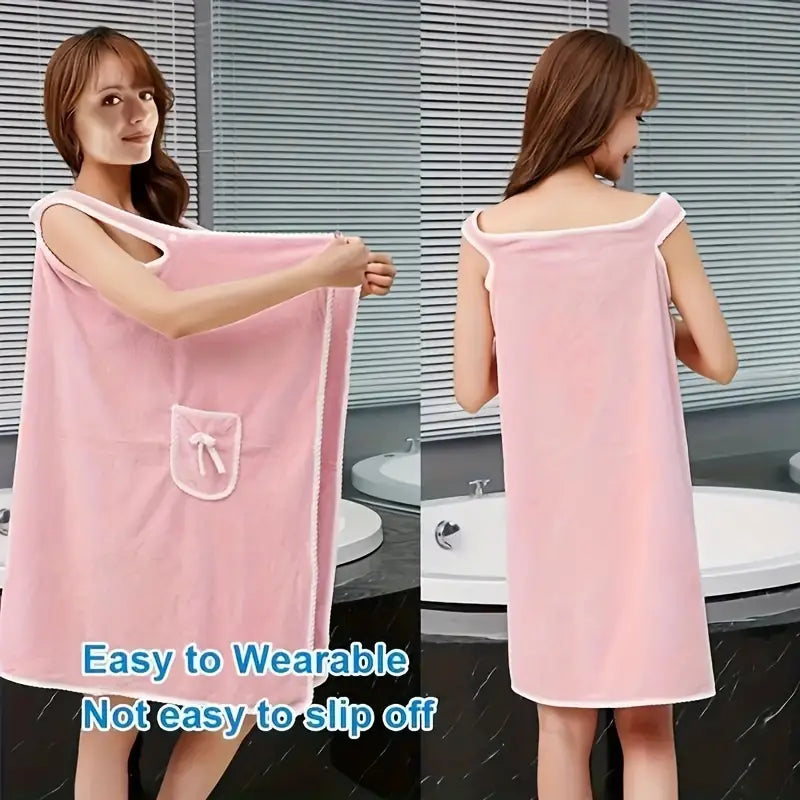 Bath Wrap Towel With Arm Holes Draped Drooled