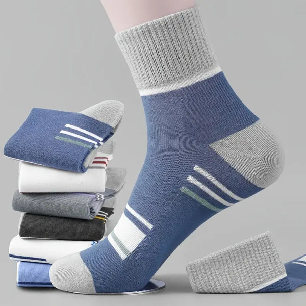 6 Pairs of Soft, Breathable, and Absorbent Men's Cotton Crew Socks