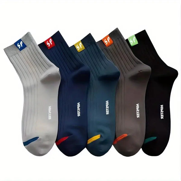 5 Pairs Of Men's Casual Sports Crew Socks