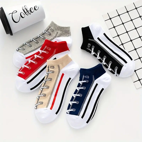 5pairs Novelty Shoes Pattern Ankle Socks