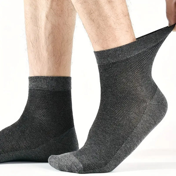 5pairs Plus Size Men's Thin Mesh Breathable Sweat-absorbing Comfortable Crew Socks For Summer