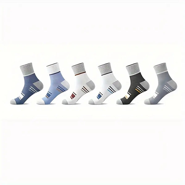6 Pairs Of Men's Anti Odor Simple Crew Socks