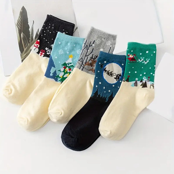 5 Pairs Colorful Socks Freesize